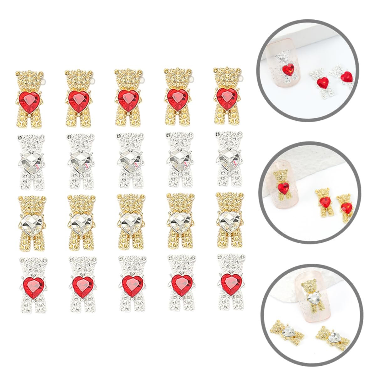 Прикраса для нігтів Ведмедик POPETPOP Набір страз, фото №9