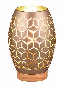 Настільна лампа Reality Leuchten Bidar R51571065 Метал кава Натуральне дерево 1x E27 - Фото 1