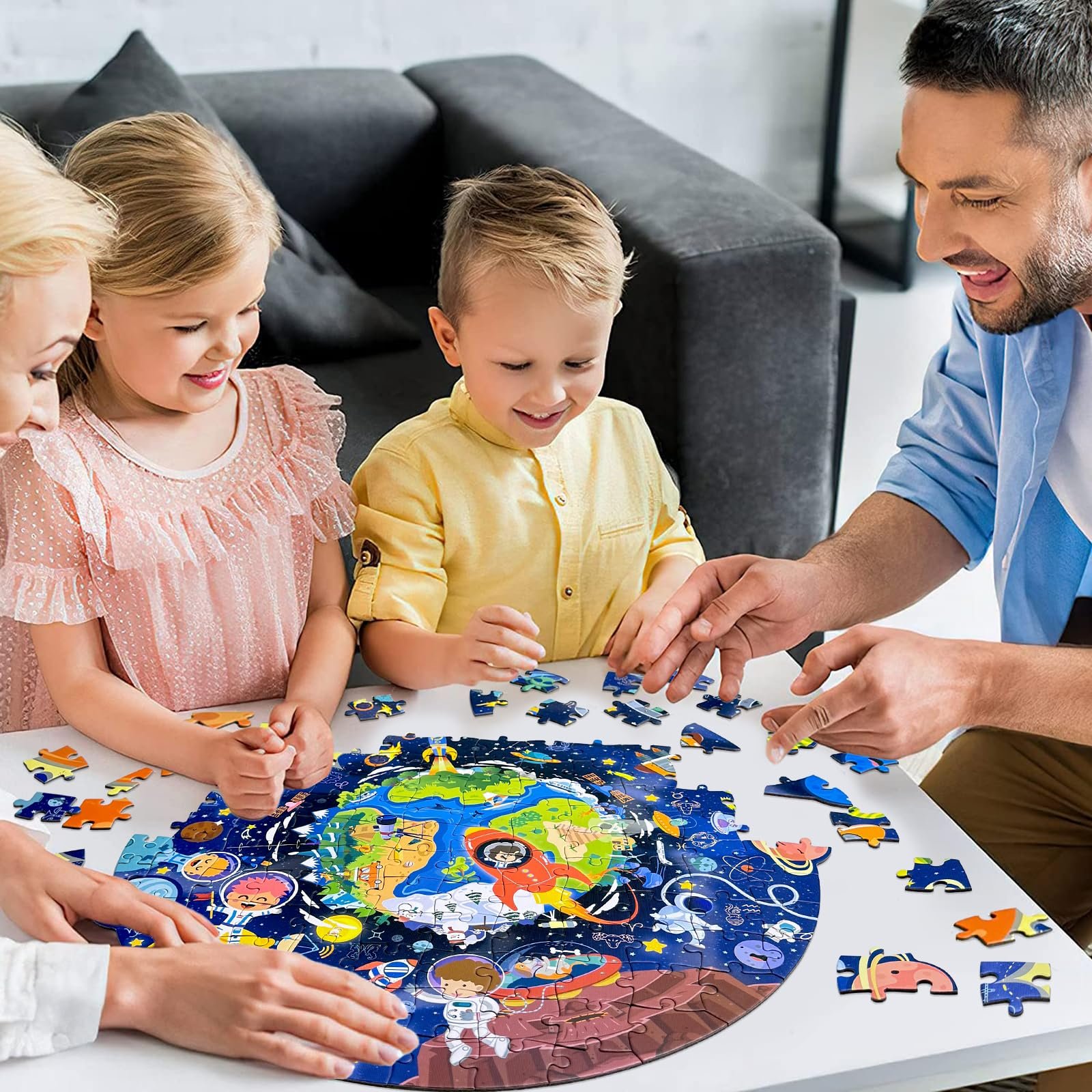 Пазл підлоговий дитячий Space Travel 128 елементів круглий 44 x 45 см 3-7 років, фото №4