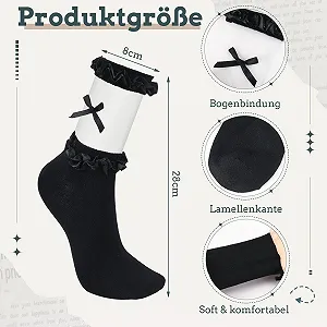 Носки с рюшами, 6 пар носков Женские Черно-белые носки с рюшами Набор балетных носков для женщин и девочек, черный, белый synthetic.ua - Фото 1