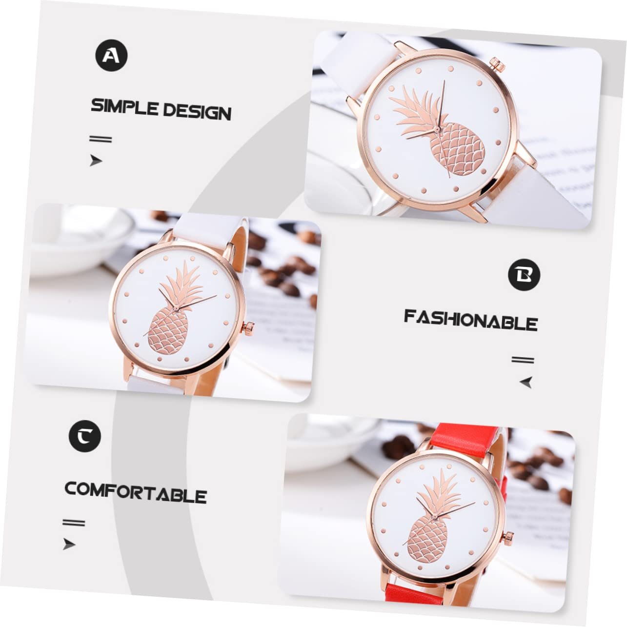 LIFKOME 2 шт. Креативные повседневные студенческие часы, кварцевые часы из PU для школы, встреч, вечеринок, фото №5 LIFKOME 2 шт. Креативные повседневные студенческие часы, кварцевые часы из PU для школы, встреч, вечеринок, фото №5