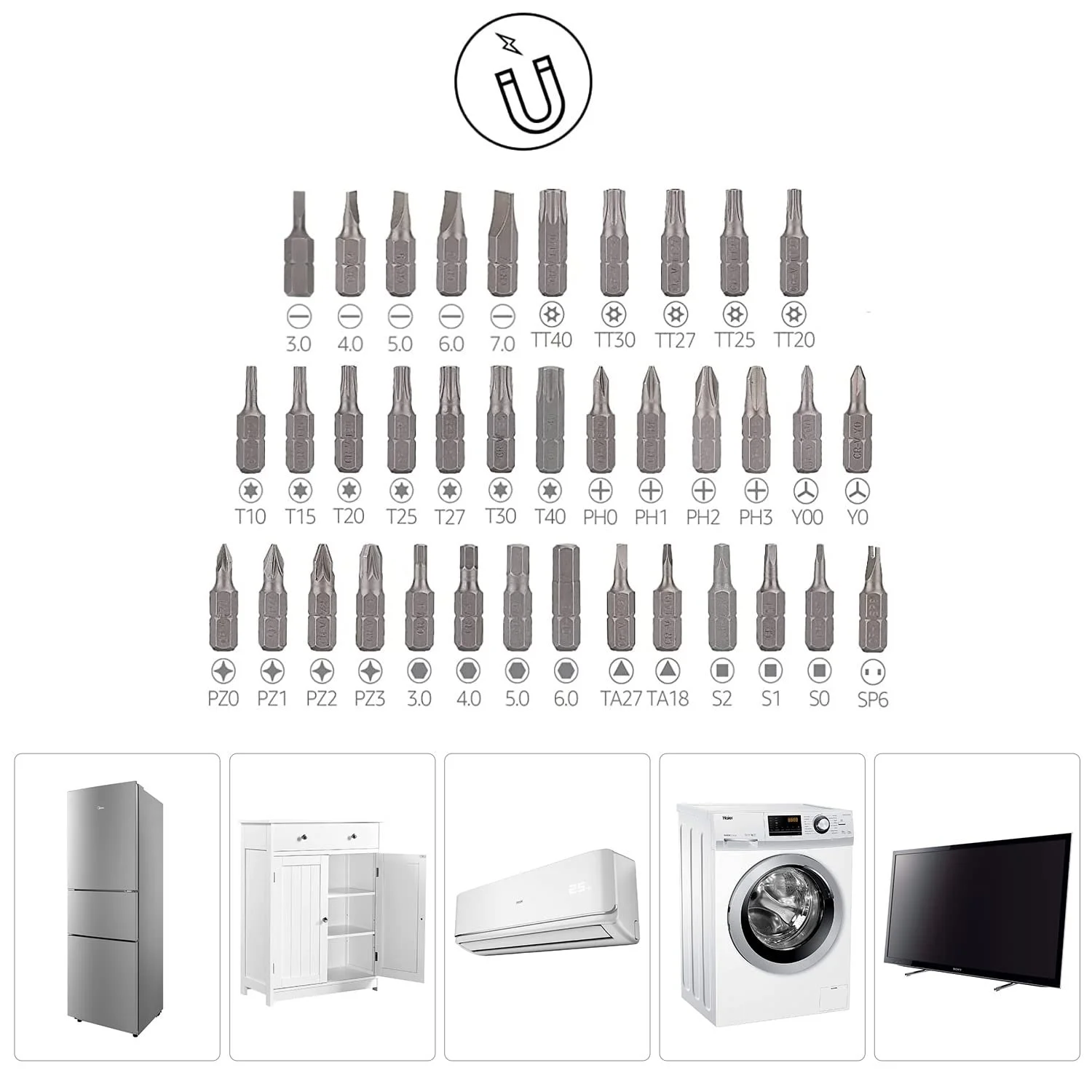 Набір викруток, гайкових ключів та магнітної тріскачки AmazonBasics 73 предмети, фото №6