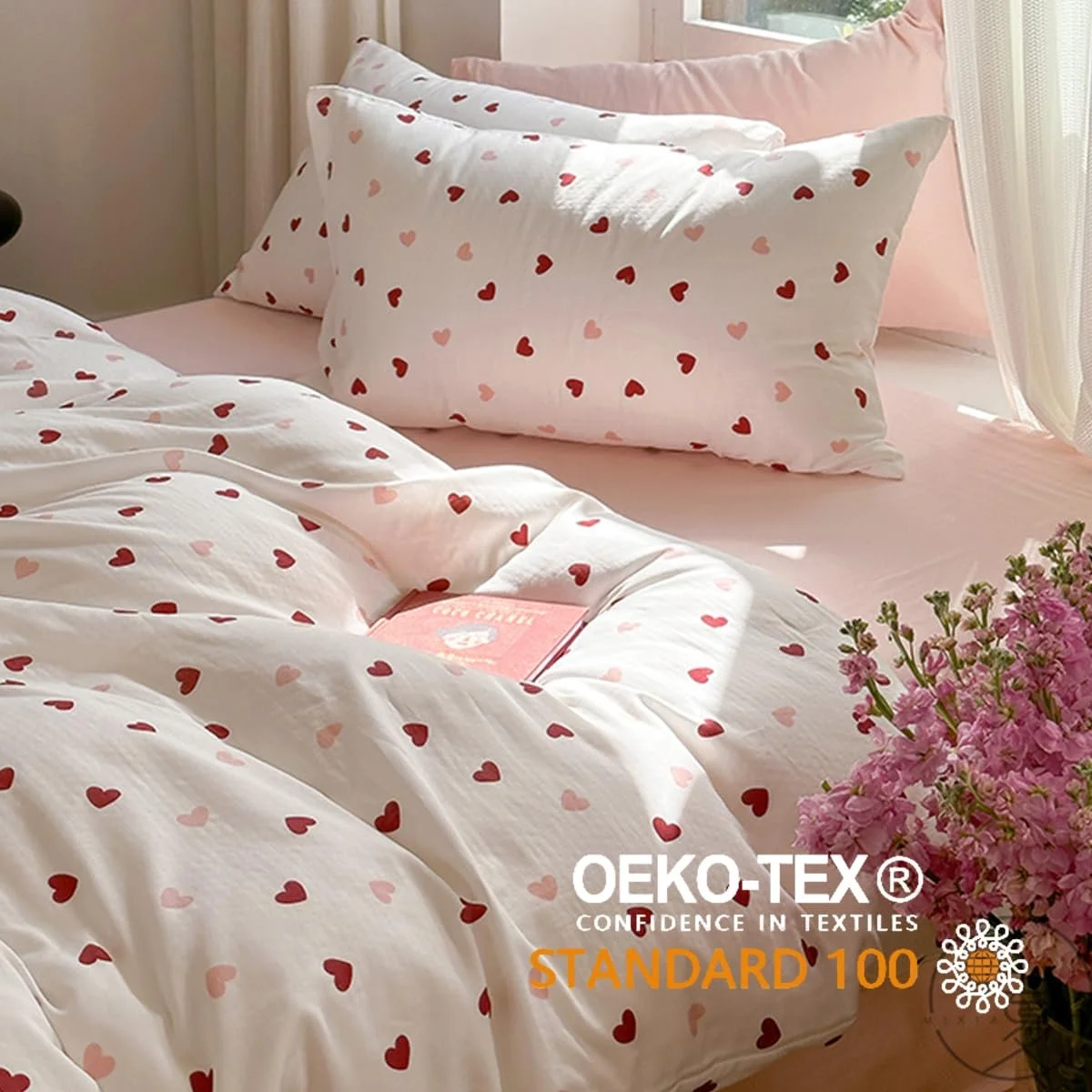 Постельное белье Lanqinglv, Розовое, Красное Сердечки из микрофибры 135 x 200 см, фото №4 Постельное белье Lanqinglv, Розовое, Красное Сердечки из микрофибры 135 x 200 см, фото №4