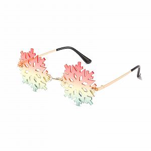 Безрамкові сонцезахисні окуляри у формі сніжинки LJCZKA для чоловіків і жінок, незвичайна форма криги, нерегулярні, різдвяні, для вечірок, смішні, металева оправа - Фото 1