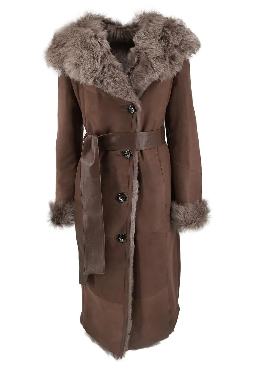 Дубленка Hollert Toscana Lanessa Коричневая с капюшоном, фото №1 Дубленка Hollert Toscana Lanessa Коричневая с капюшоном, фото №1