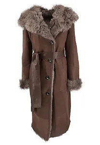 Шкіряна дублянка Hollert Toscana Lanessa Коричнева з капюшоном - Фото 1