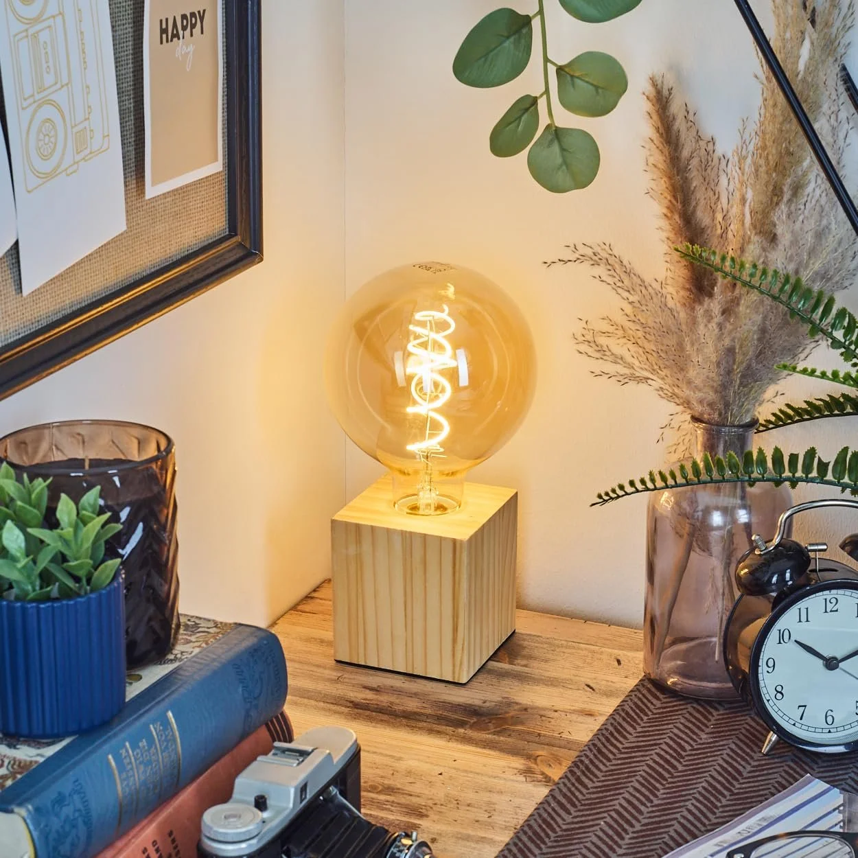 Настільна лампа HOFSTEIN Tallsebo Дерев'яна Скандинавський/Бохо стиль Висота 9 см E27 Натуральна, фото №7