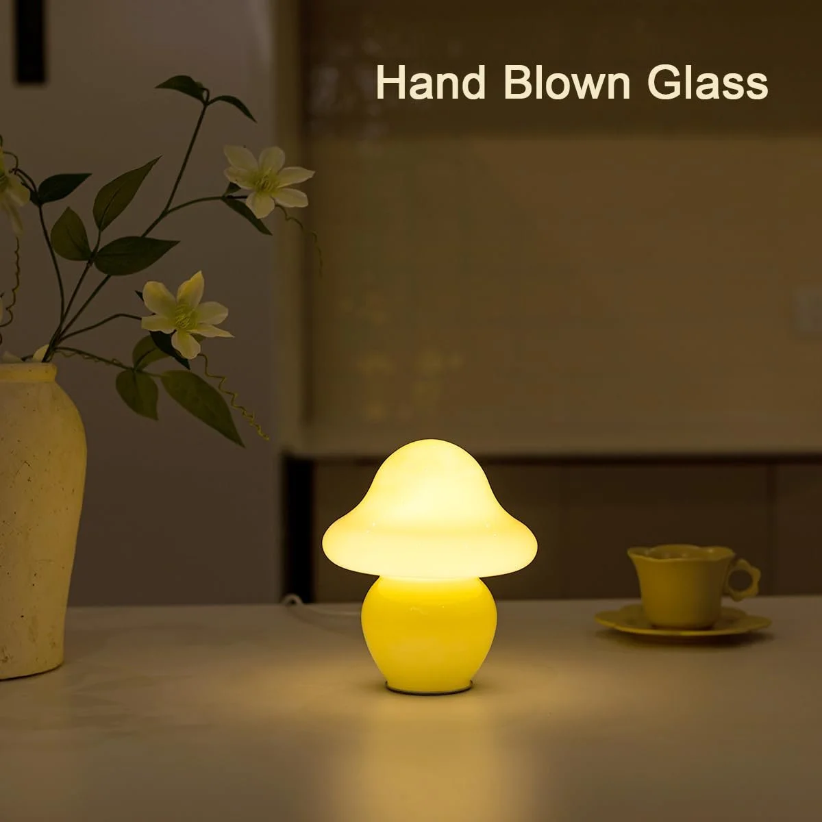 Настільна лампа Mushroom Orange Glass Bedside Yellow, фото №3