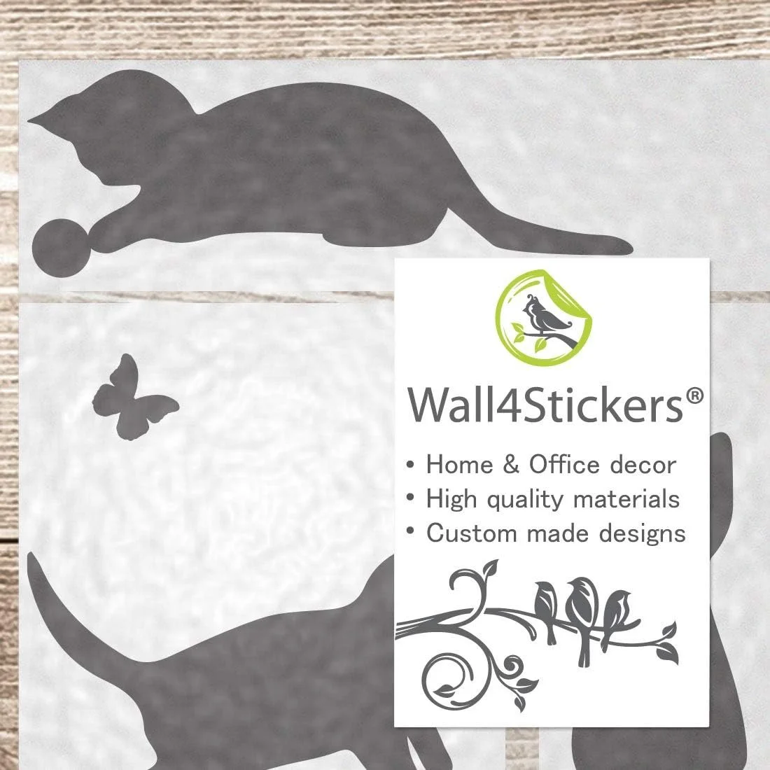 Наклейка на стіну Коти ловлять метеликів Вінілова, фото №4
