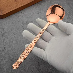 Ложка 100% Pure Copper кована, старовинний візерунок, 20 см, для сімейних обідів, ресторанів, десертів, тортів, морозива synthetic.ua - Фото 1