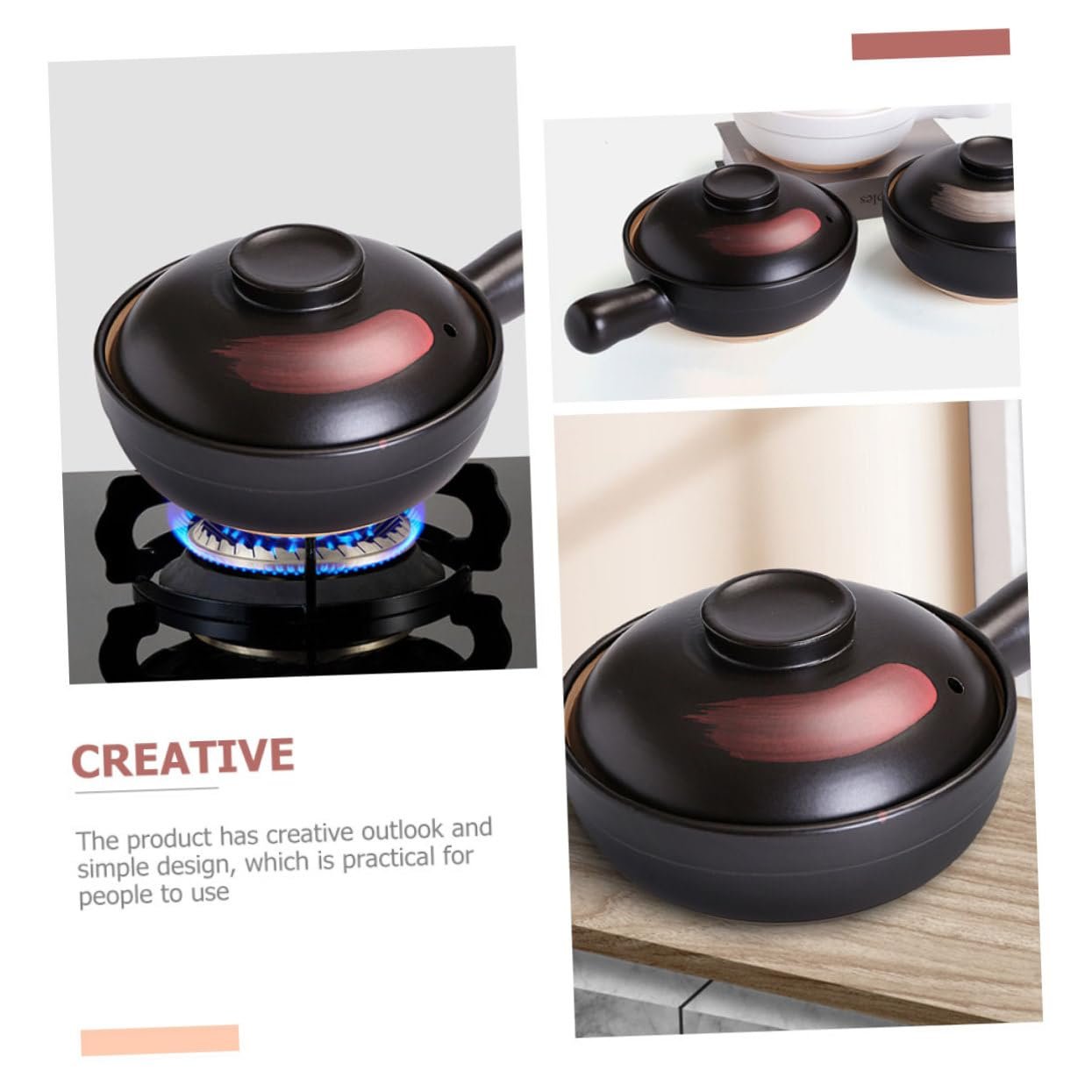 Ковш-жаровня керамічний термостійкий Для газових плит Енергоощадна Нековзна Малий формат, фото №8