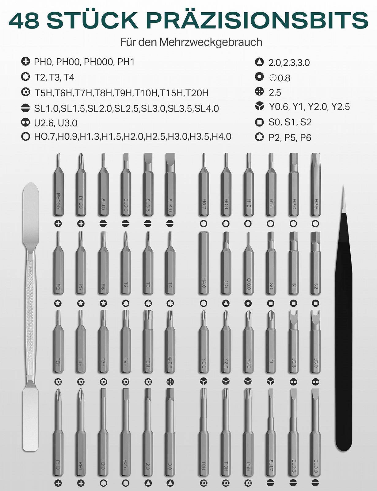 Набір міні електричних викруток Soleilwear 52 в 1 з 48 магнітними насадками, фото №6