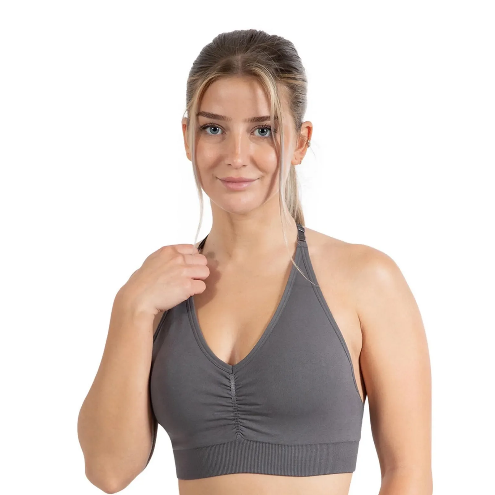 Спортивный бюстгальтер-топ SMILODOX Silvia Scrunch Push Up Shaped Fit непрозрачный со съемными чашками без косточек с регулируемыми бретелями для йоги и фитнеса, фото №1