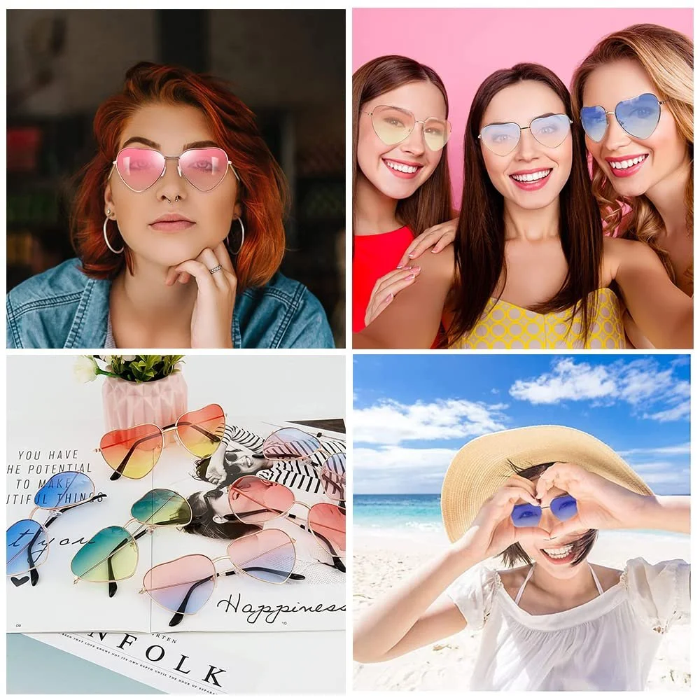 Солнцезащитные очки Hippie В форме сердца Розовый, 6 пар, фото №3