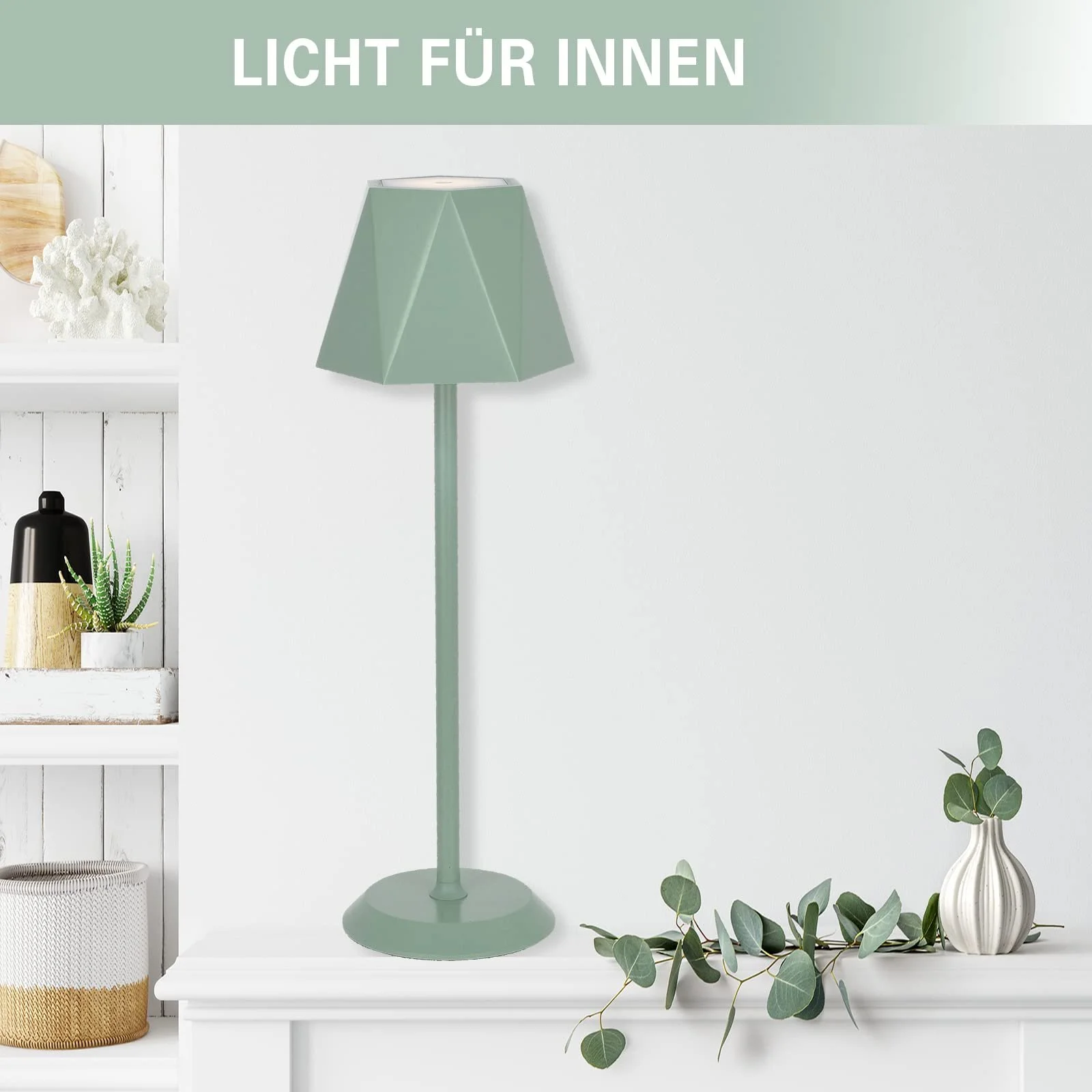 Настільна лампа Clauss Clauss 10010 LED USB Акумуляторна Бездротова з димером Металева IP54 Зелена, фото №5