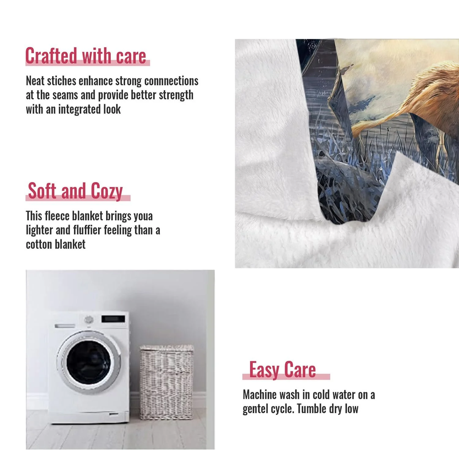 Покривало YISUMEI Фланелева м'яка Північний лось, 150 x 200 см, фото №6 Покривало YISUMEI Фланелева м'яка Північний лось, 150 x 200 см, фото №6