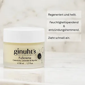 Крем для ног ginuht's Naturkosmetik органический увлажняющий противогрибковый с календулой и лавандой synthetic.ua - Фото 1