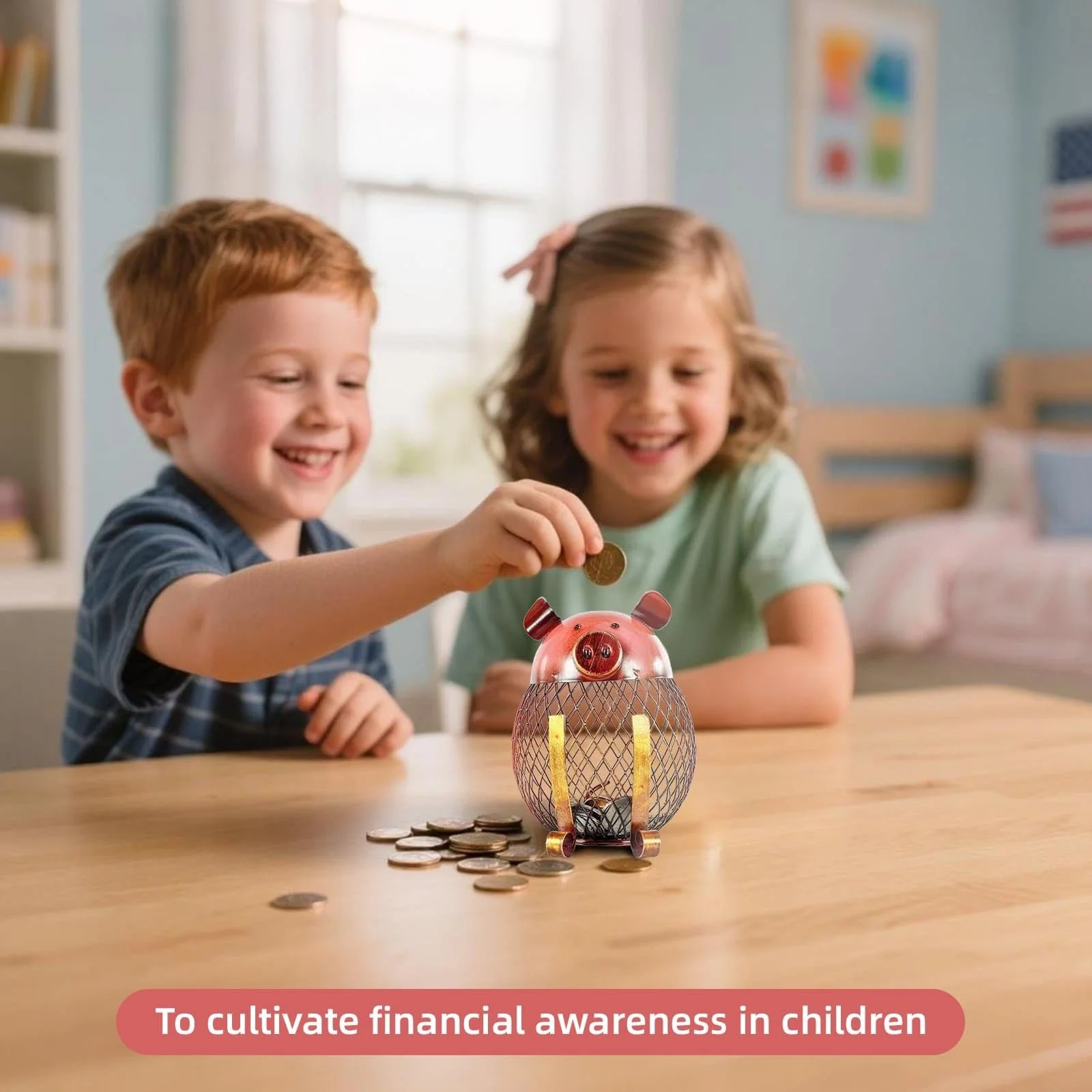 Скарбничка Vintage ретро залізна небитка цегляно-червона, фото №9