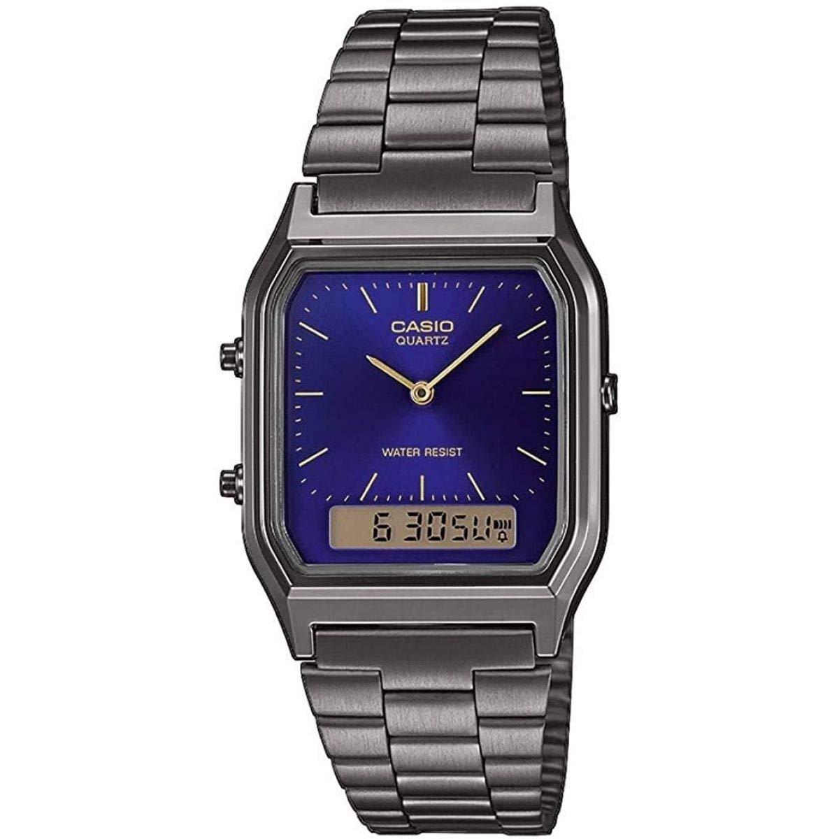 Часы Casio Collection Retro Женские Аналого-цифровые AQ-230EG с ремешком из нержавеющей стали, фото №1