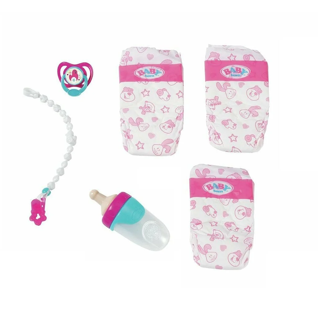 Іграшковий аксесуар Baby Born Набір: 3 підгузки, пустушка з ланцюжком і пляшечка (Механічний, Пластик) Унісекс від 3 років, фото №1