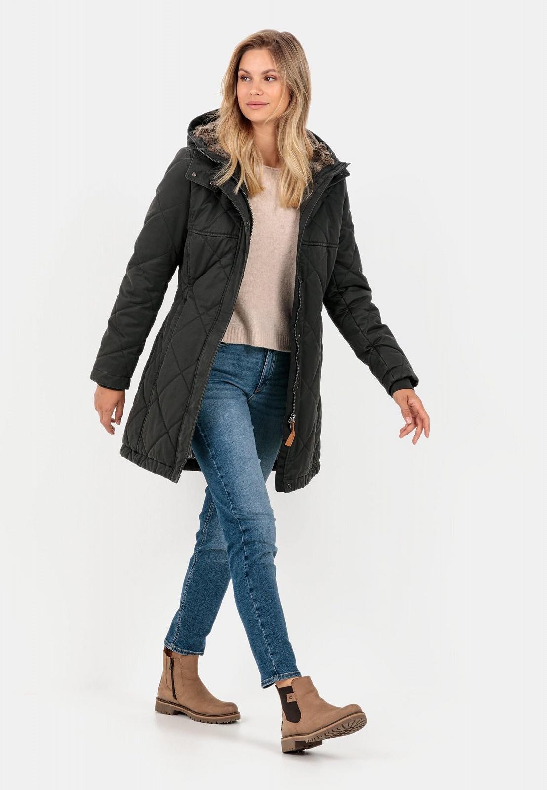 Жіноче стьобане пальто camel active у вінтажному стилі, фото №5