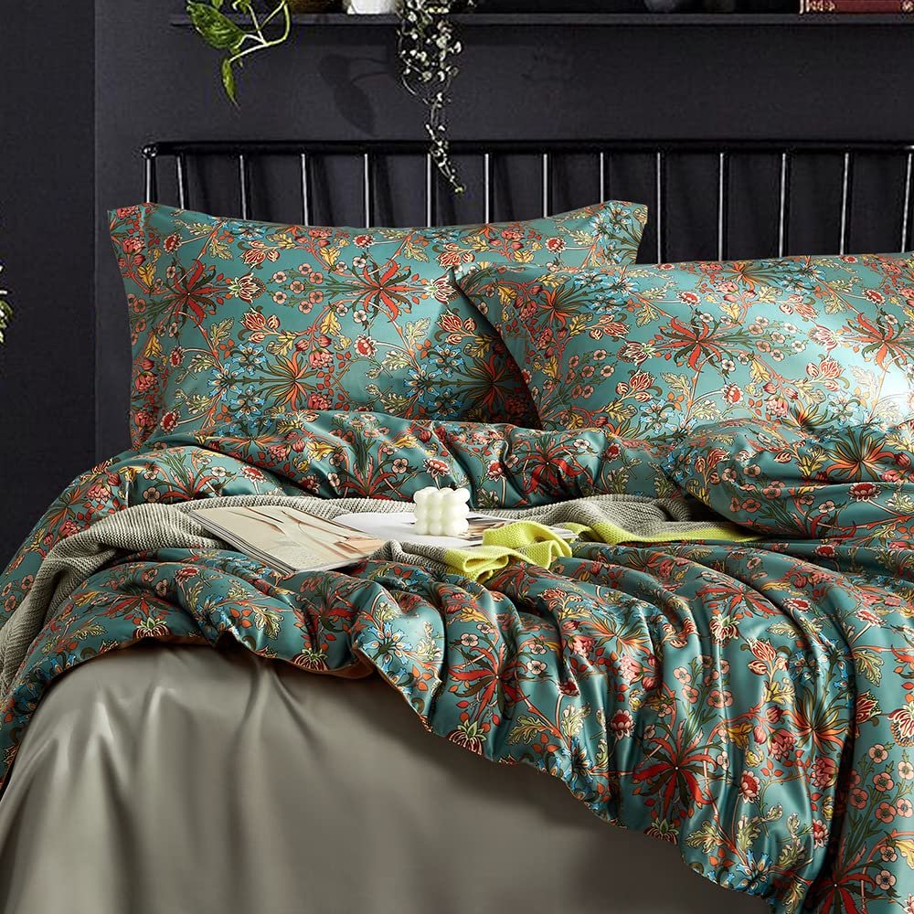 Постільна білизна Nyescasa Bohemian 220 x 240 см, 3 предмети, комплект постільної білизни Boho Renforce Vintage Flowers, двостороння постільна білизна з м'якої мікрофібри з блискавкою і 2 наволочки 80 x 80 см, двоспальне ліжко, фото №5