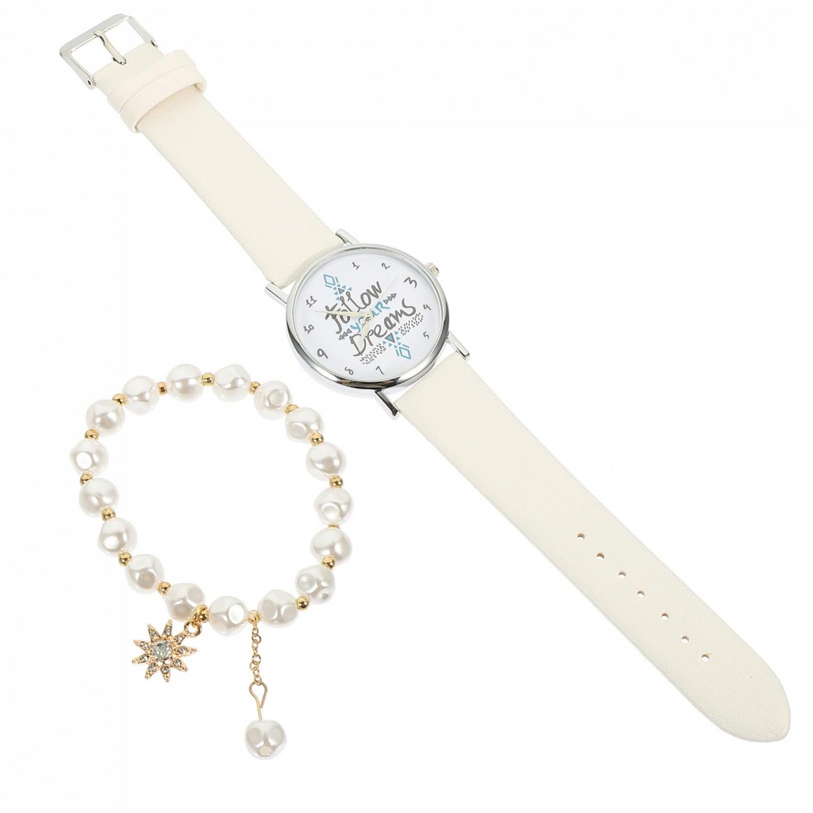 Часы LIFKOME Женские наручные часы и браслет Кожаные белые, фото №1 Часы LIFKOME Женские наручные часы и браслет Кожаные белые, фото №1