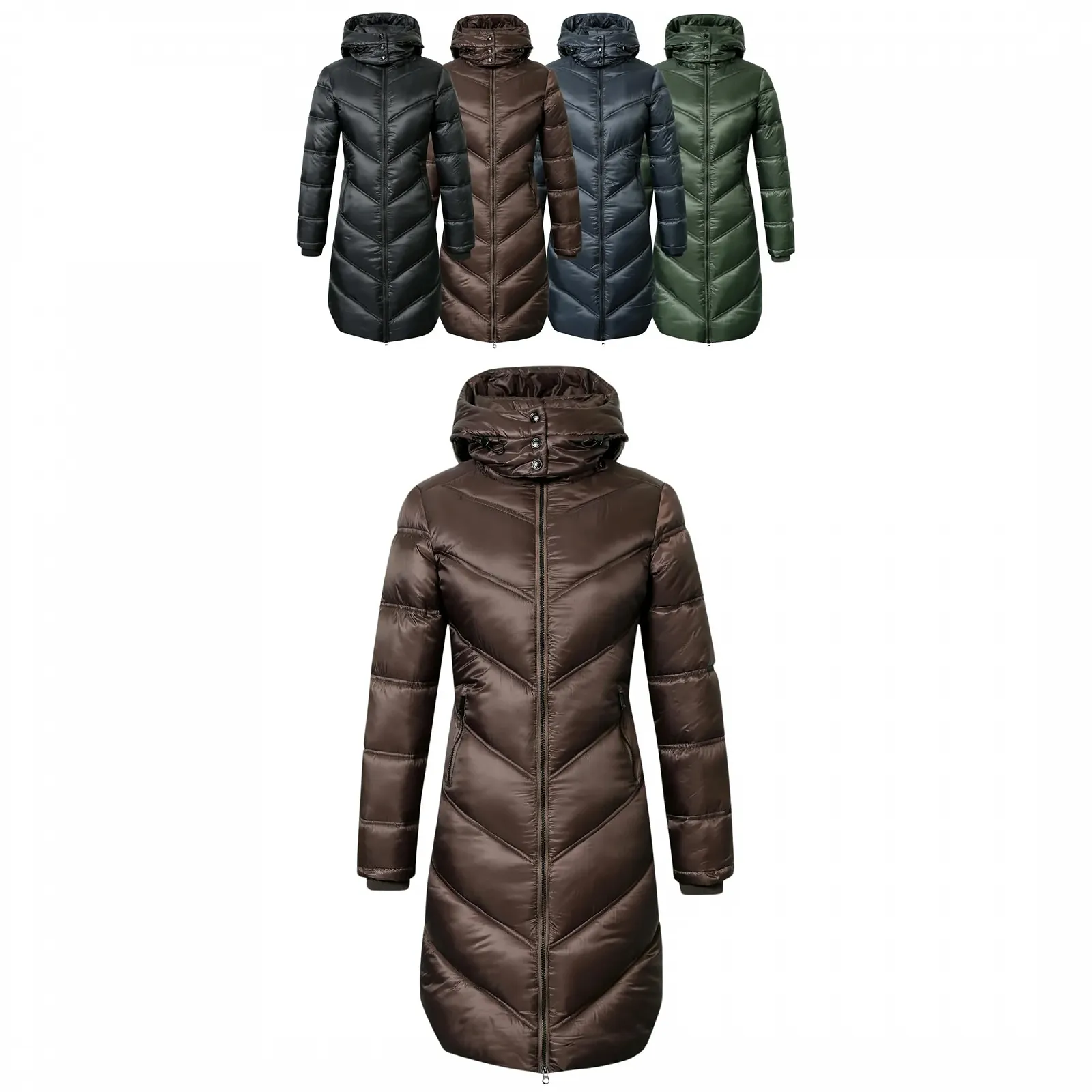 Женское стеганое пальто Covalliero зимнее с капюшоном, фото №1