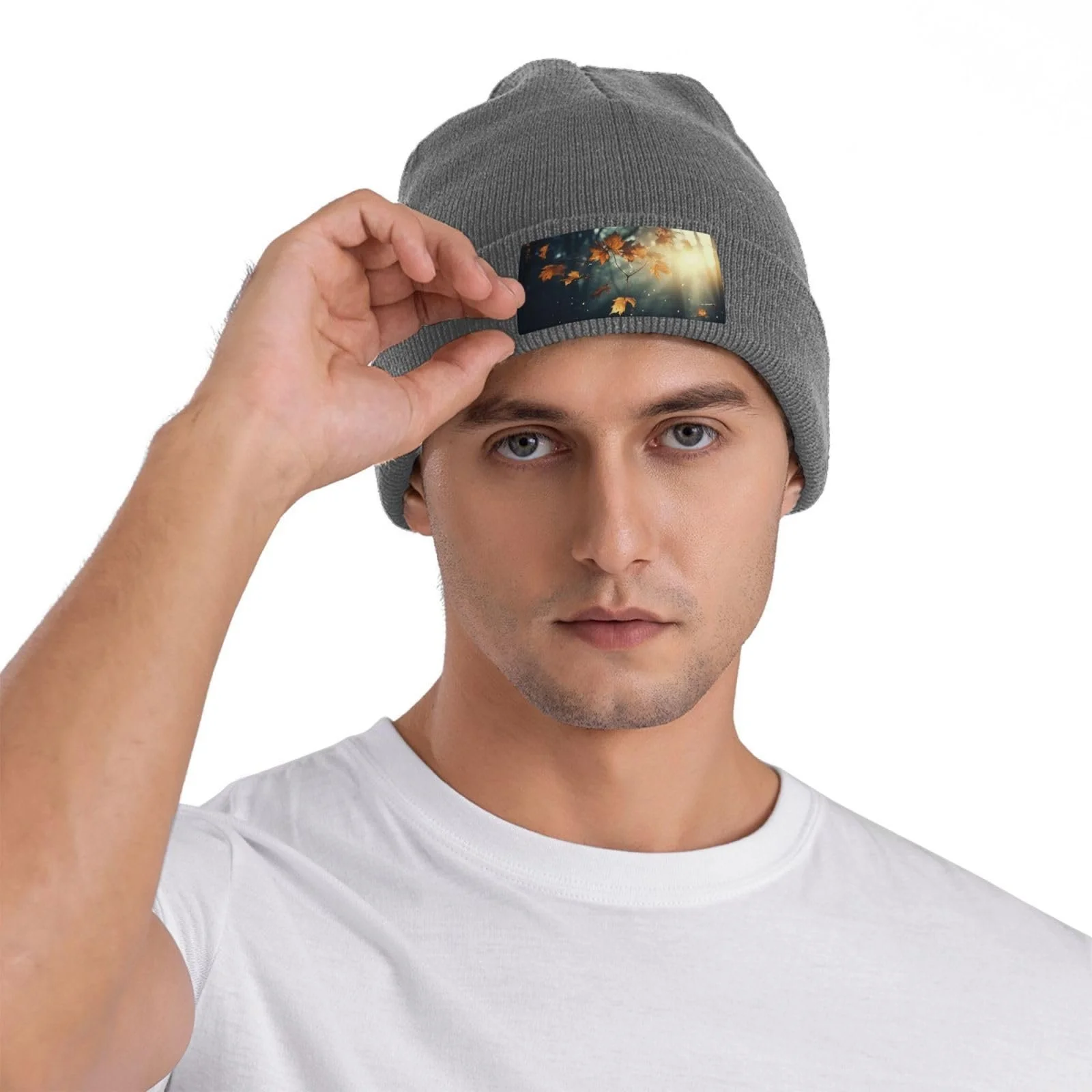 Шапка-бини Autumn Leaves Flying для женщин, зимняя теплая вязаная, фото №8 Шапка-бини Autumn Leaves Flying для женщин, зимняя теплая вязаная, фото №8