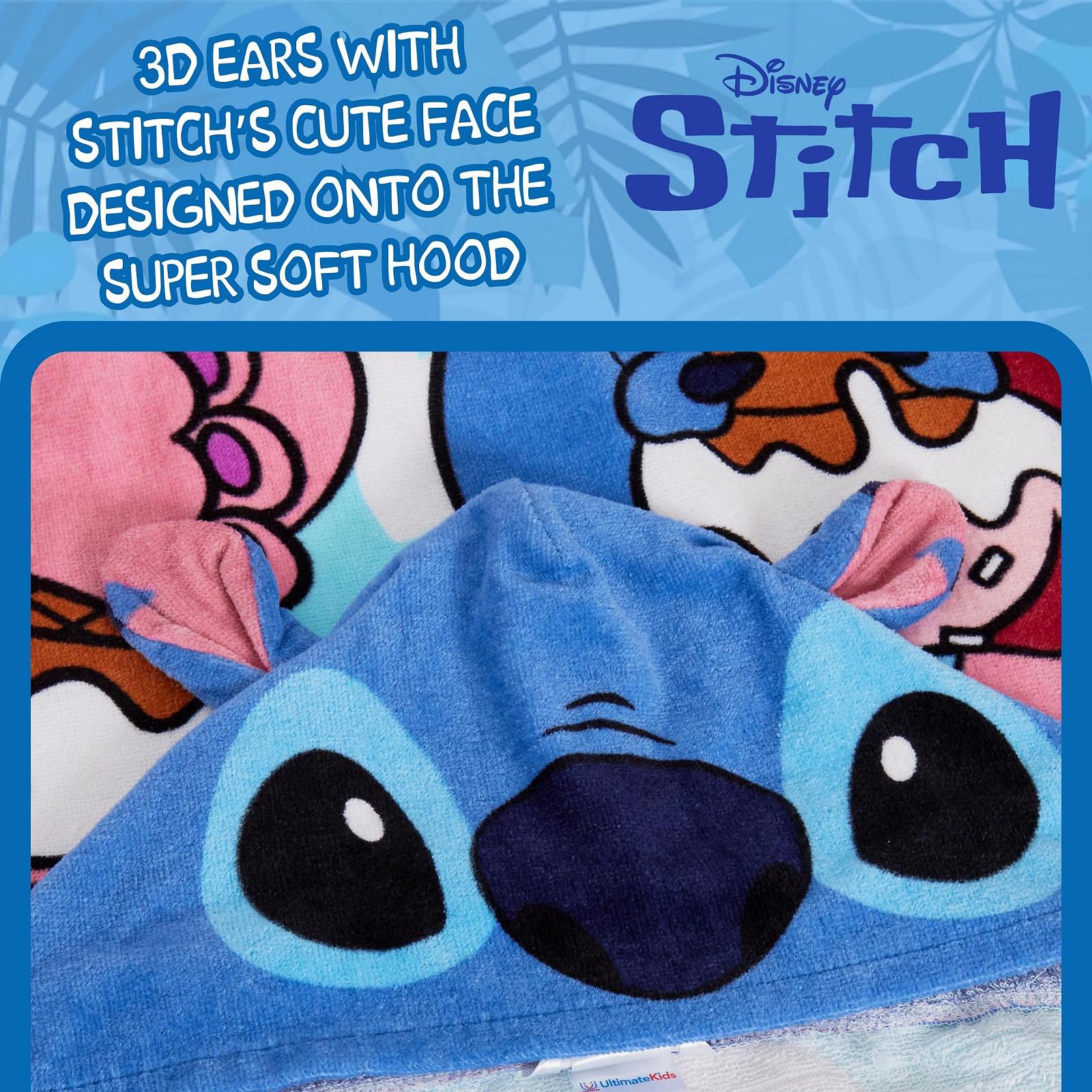 Пляжное пончо с капюшоном Disney Stitch Fishing, 100% хлопок, детское полотенце для ванны, халат для детей, фото №4