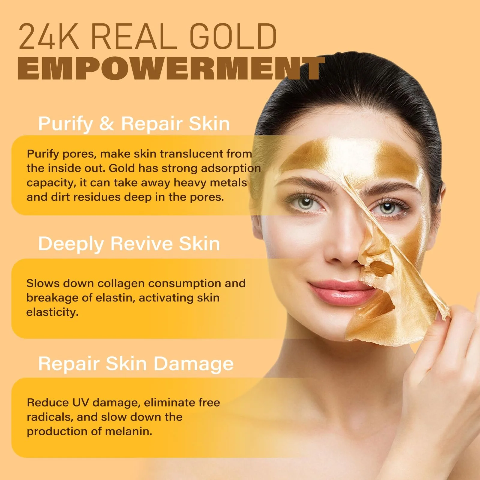 Маска для обличчя 24k Gold Peel Off, проти зморшок та старіння, для всіх типів шкіри, фото №4