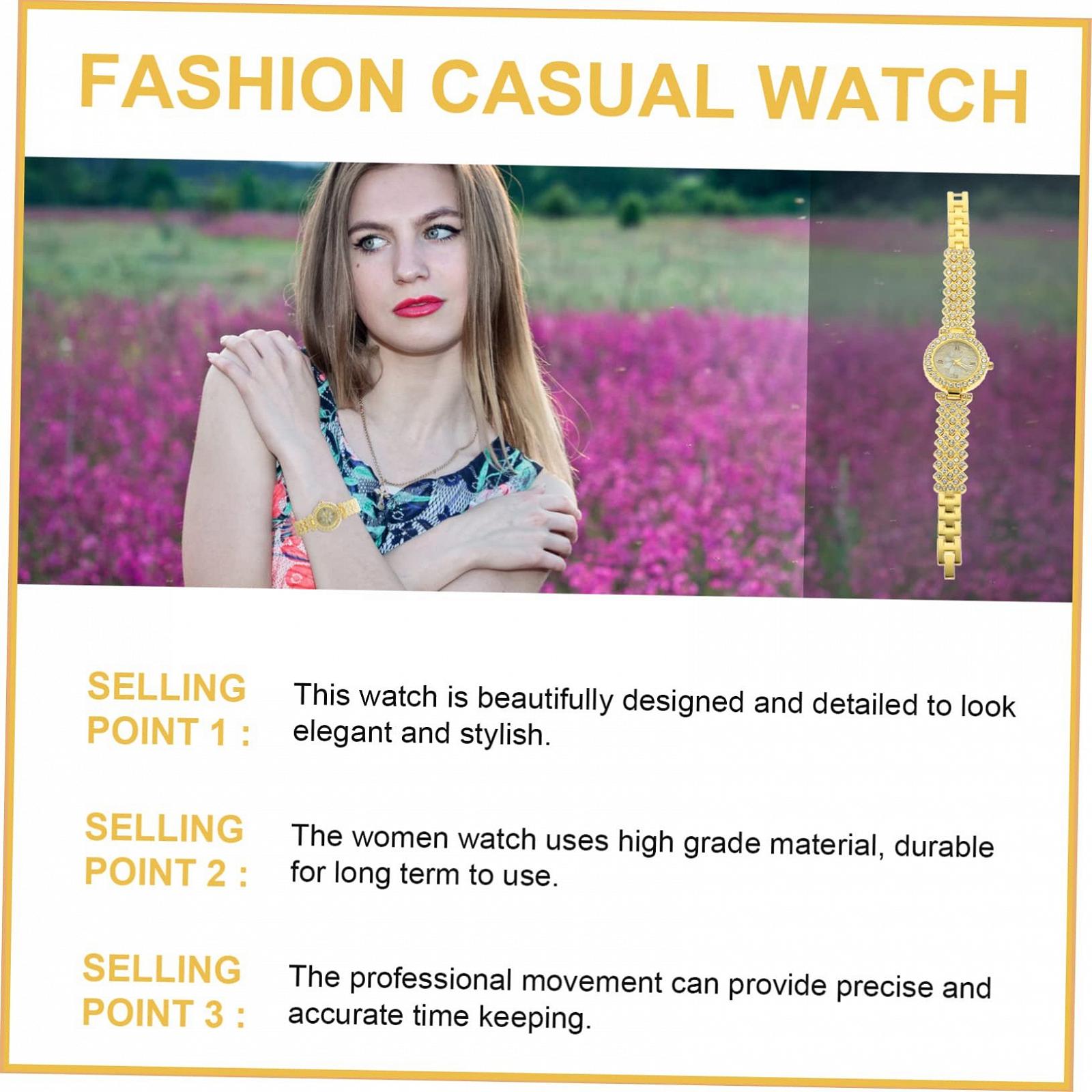 Жіночий годинник OATIPHO з кристалами сріблястий сплав, фото №5