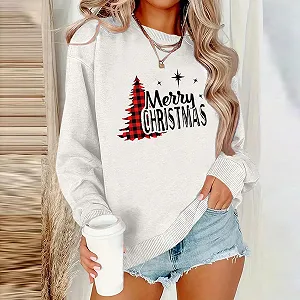 Женская толстовка tsaChick Рождественский принт, длинный рукав, круглый вырез, свободный крой, без капюшона, кардиган, длинный спортивный костюм, худи, оверсайз synthetic.ua - Фото 1