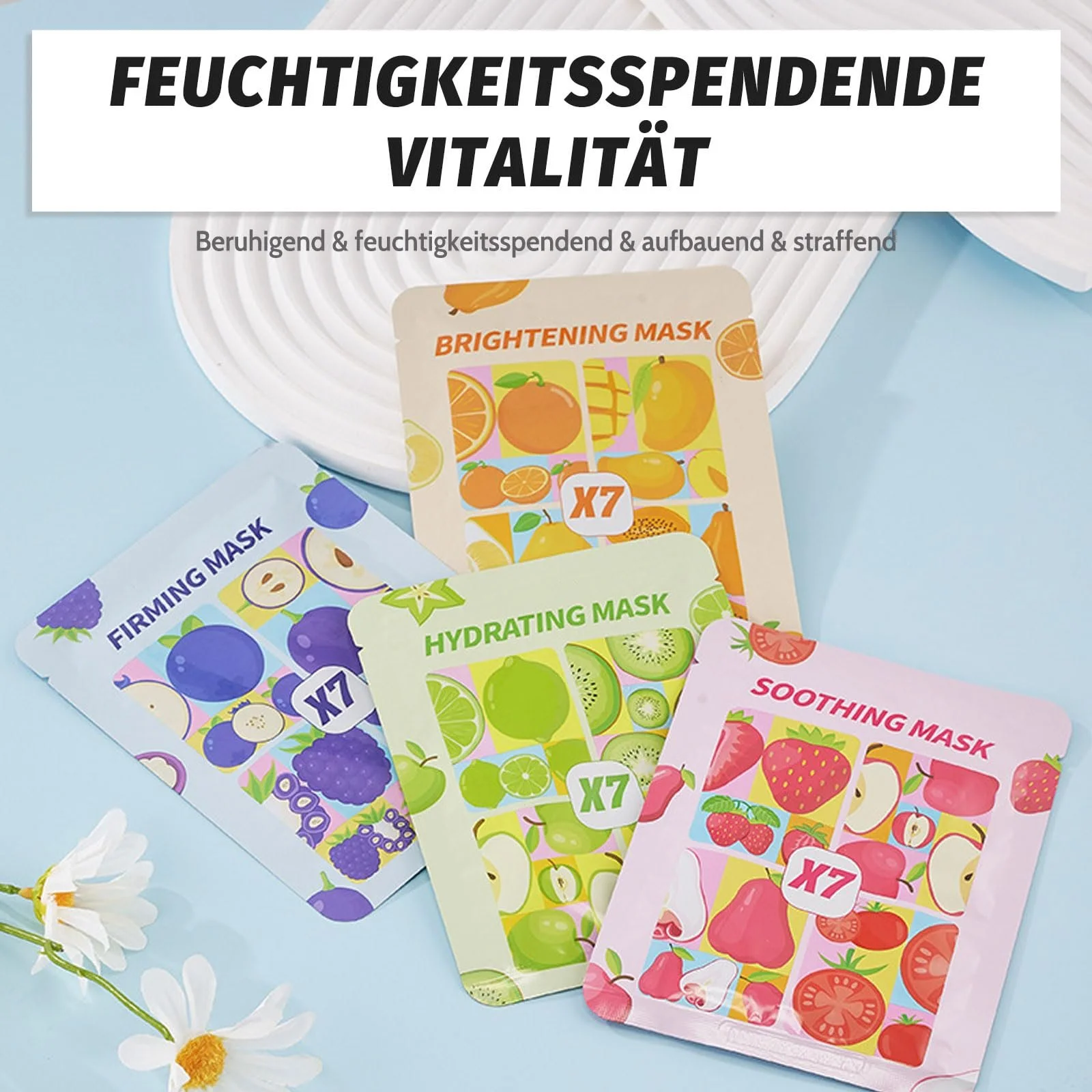 Маска для обличчя Altherona З фруктовими есенціями, набір з 8 штук Зволожуюча, фото №4