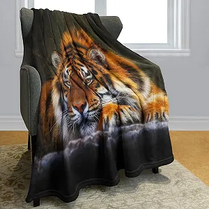 Покривало YISUMEI Фланель М'яка Флісова Покривало Покривало Тигр на колінах 150 x 200 см synthetic.ua - Фото 1
