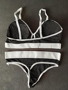 Хлопковый серый женский комплект рубчик synthetic.ua - Фото 1