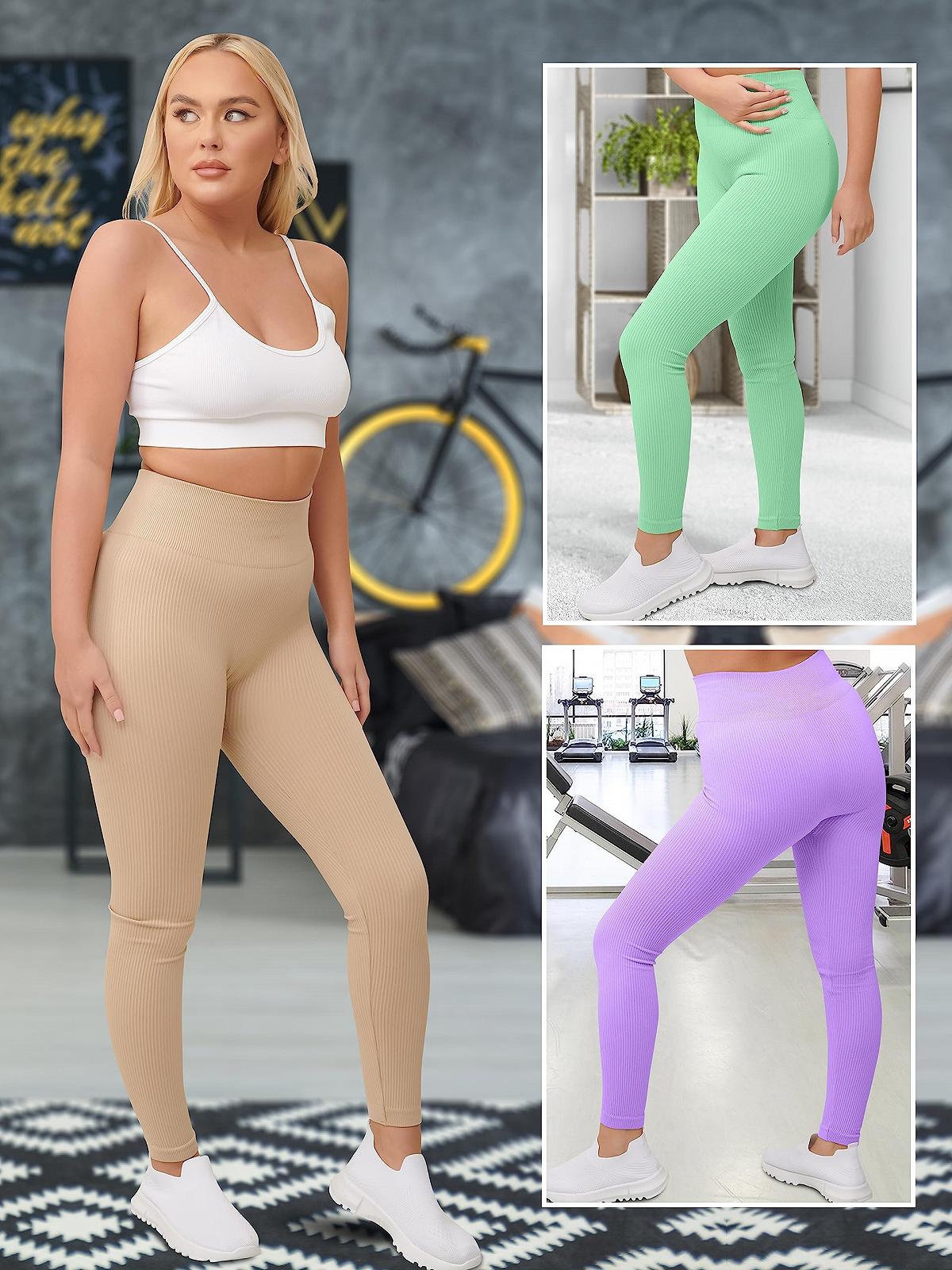 Женские леггинсы в рубчик с завышенной талией Love My Fashions UK Мягкие бесшовные Для контроля живота, фото №5