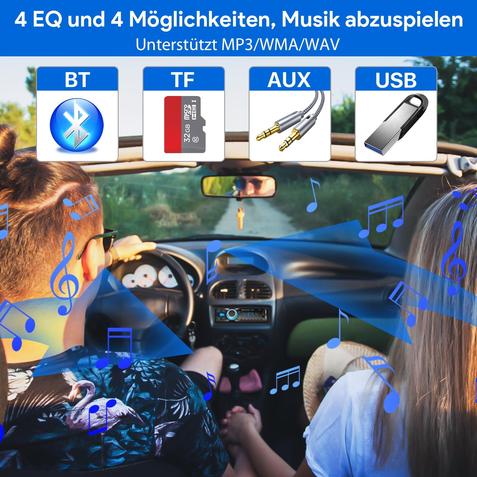 Автомагнітола CENXINY 1Din Bluetooth FM 2USB/AUX/SD Card/MP3 Player з пультом дистанційного керування, фото №4