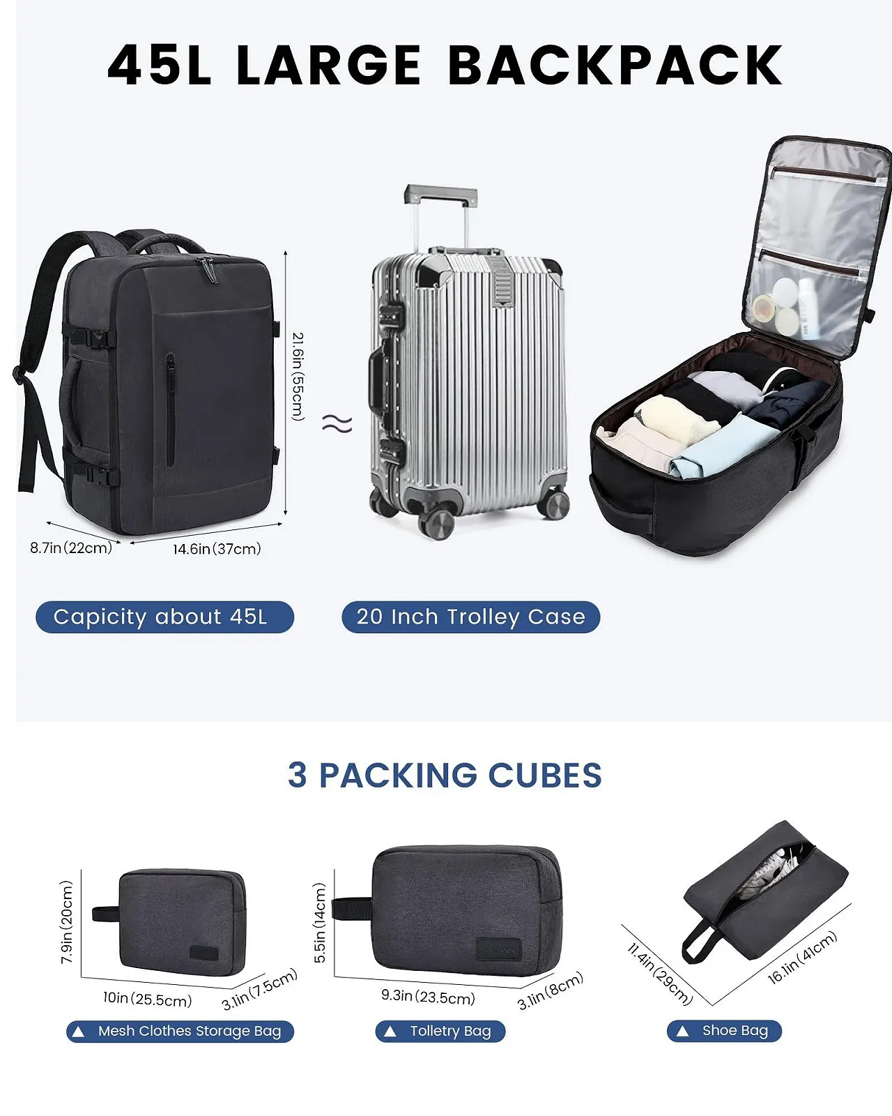Рюкзак для ноутбука LOVEVOOK 45L 18" Dark Grey, фото №4 Рюкзак для ноутбука LOVEVOOK 45L 18" Dark Grey, фото №4