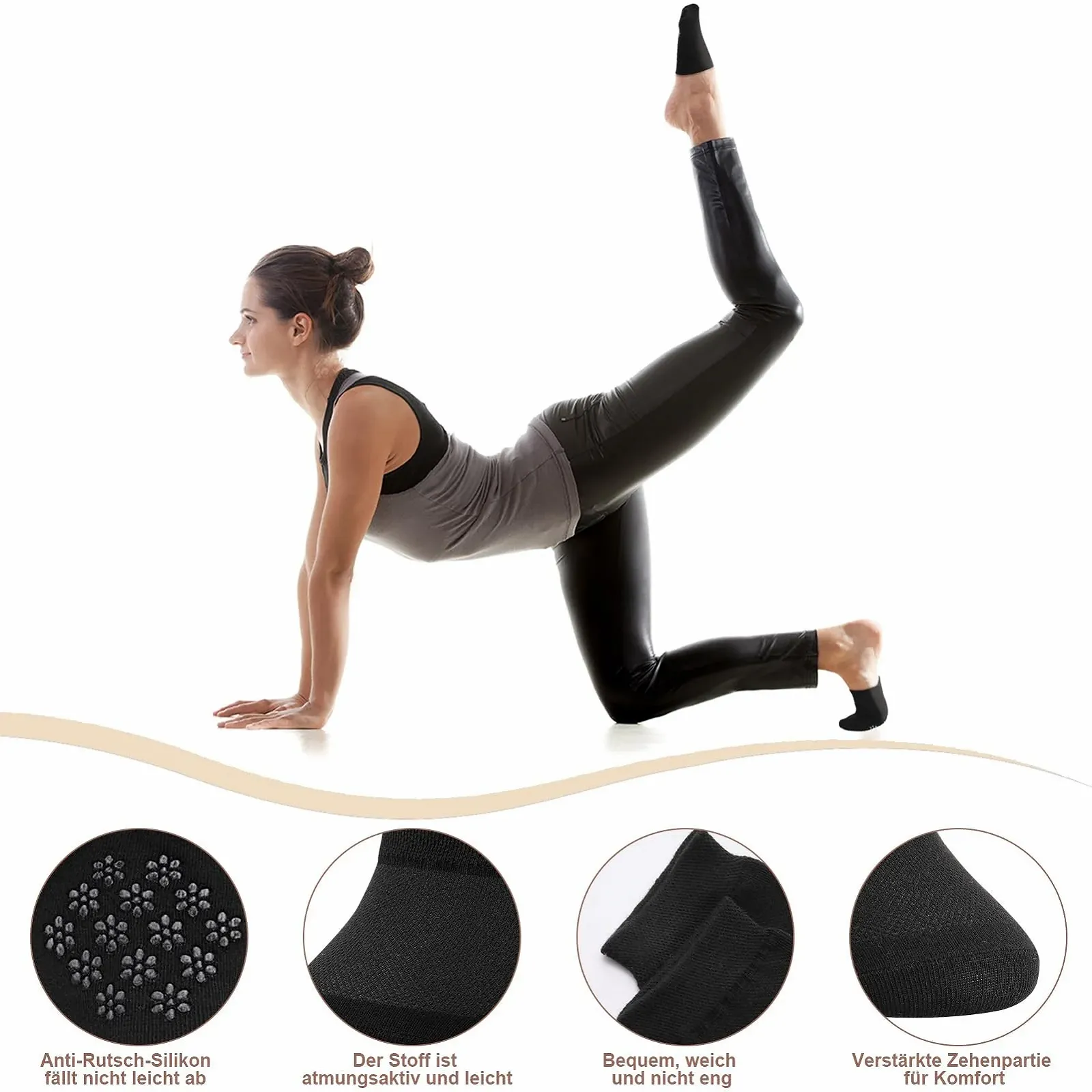 6 пар носков для передней части стопы, силиконовые, невидимые носки, нескользящие полуноски, носки для пальцев, женские балетки, носки для высоких каблуков, фото №3