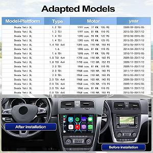 Штатна автомагнітола Camecho A7104A3019A4 для Skoda Yeti 5L 2009-2015 / 10.1" / Сенсорна / 4/64Гб / Android 13 / Apple CarPlay / Android Auto / Bluetooth / WI-FI / GPS / USB synthetic.ua - Фото 1