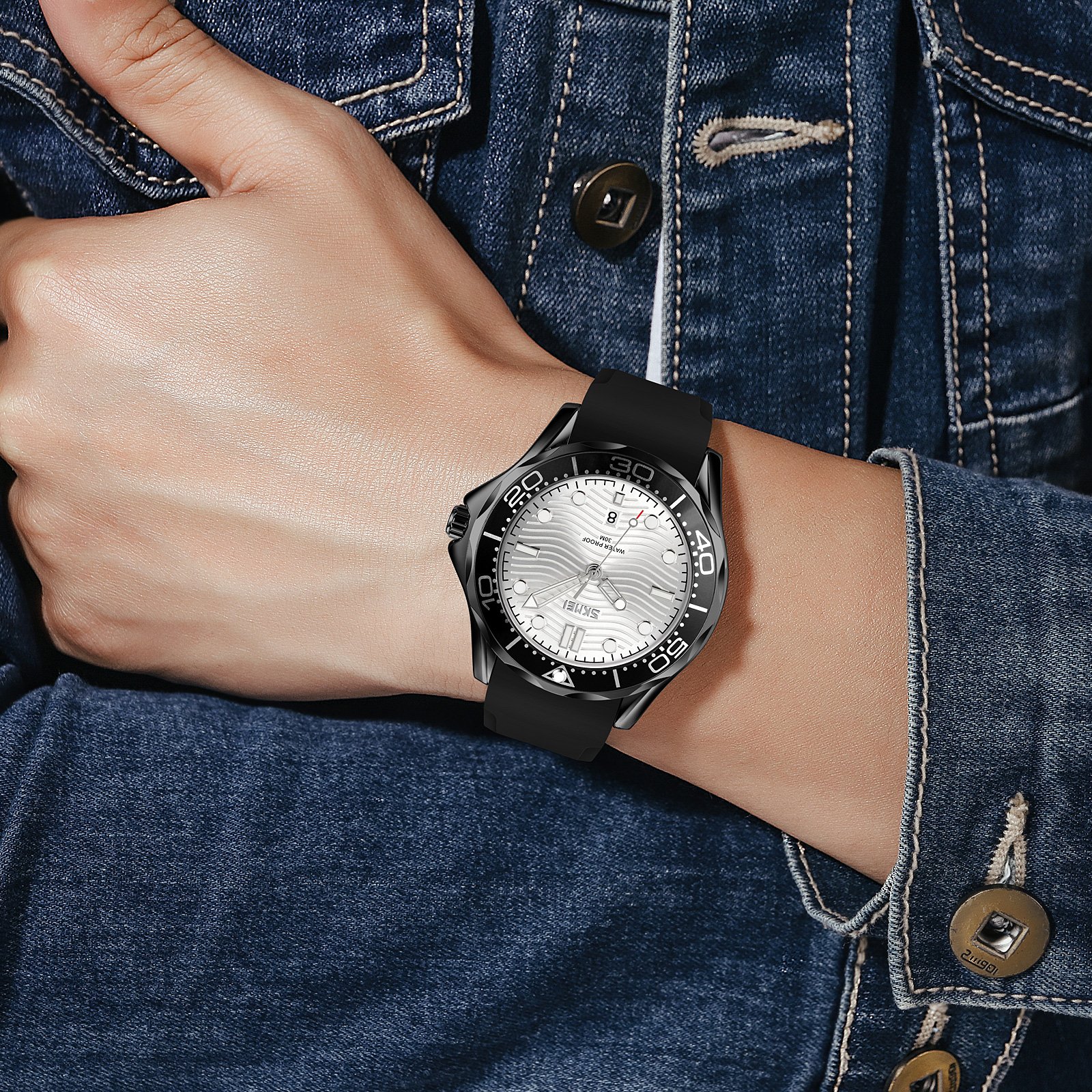 Годинник Skmei 9276 Black-Silver Силіконовий ремінець, фото №3