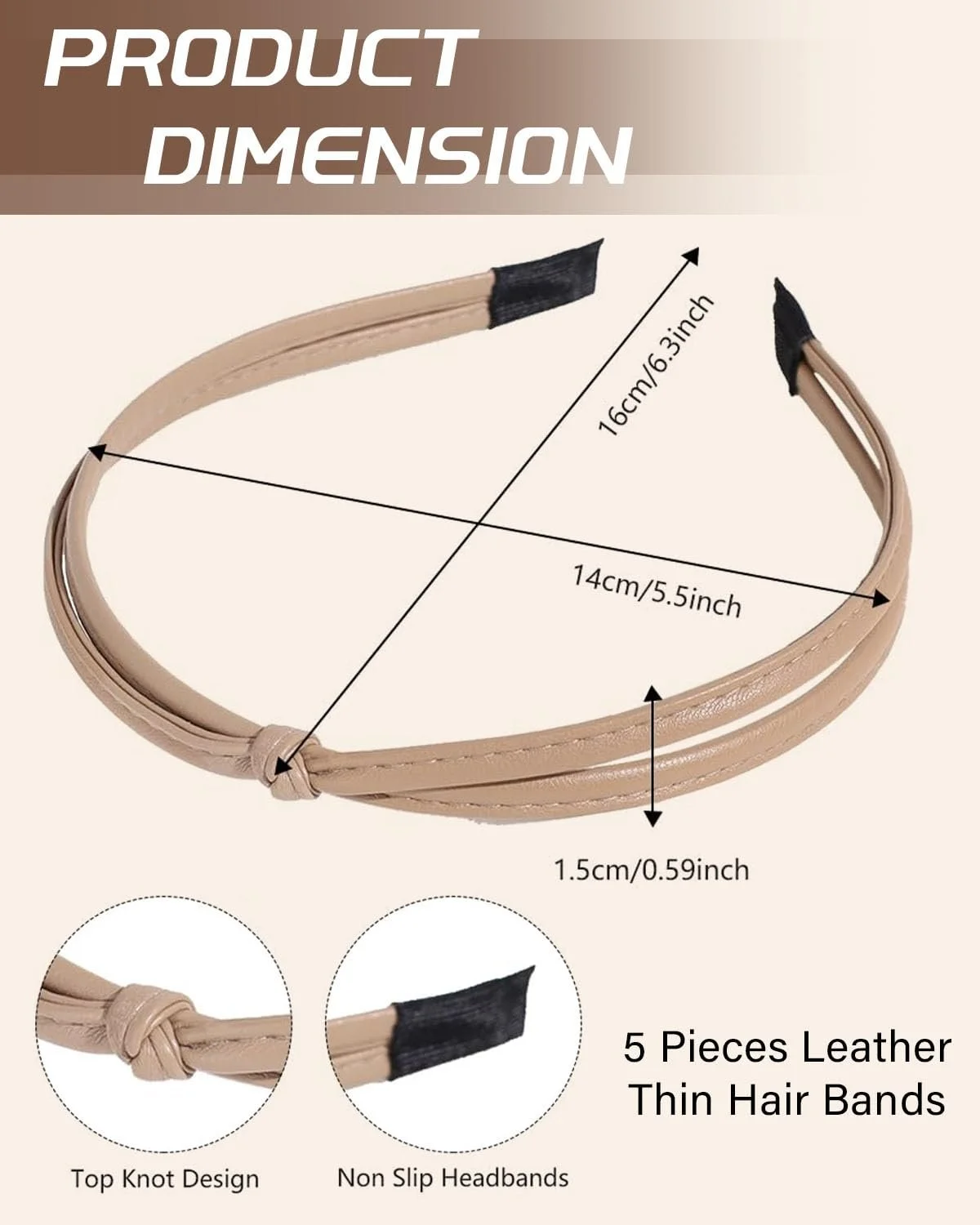 Набір з 5 модних жіночих обручів для волосся з вузлом, фото №2 Набір з 5 модних жіночих обручів для волосся з вузлом, фото №2