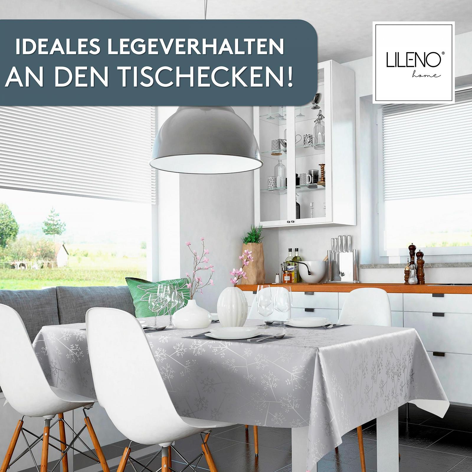 Скатертина LILENO HOME Dandelion 220 x 140 см клейончаста водовідштовхувальна Сіра, фото №2