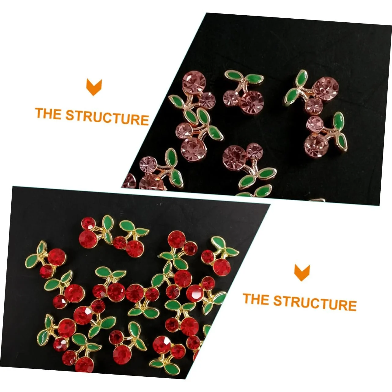 Прикраса для нігтів Beavorty 96 шт, вишні, золоті, фото №9