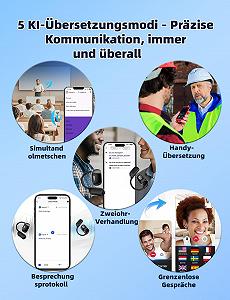 Навушники-перекладач KitGody 3-в-1 з сенсорним екраном, 134 мови, Bluetooth 5.4, ENC, Hi-Fi звук synthetic.ua - Фото 1