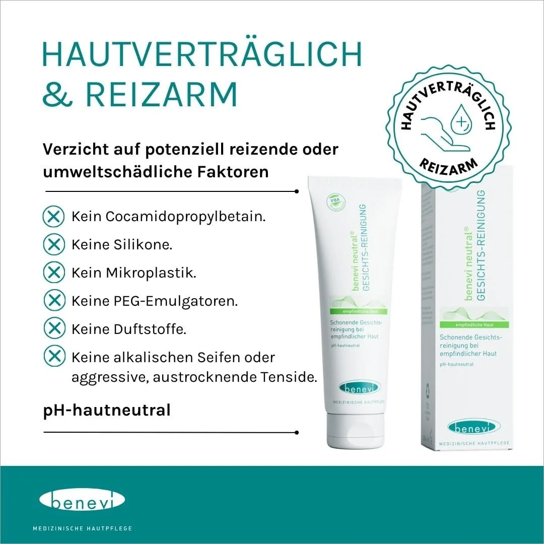 Засіб для вмивання Benevi Neutral для чутливої, подразненої, сухої шкіри 125 мл. М'які ПАР, pH 5.5. Також підходить для шкіри, схильної до розацеа або екземи, фото №4