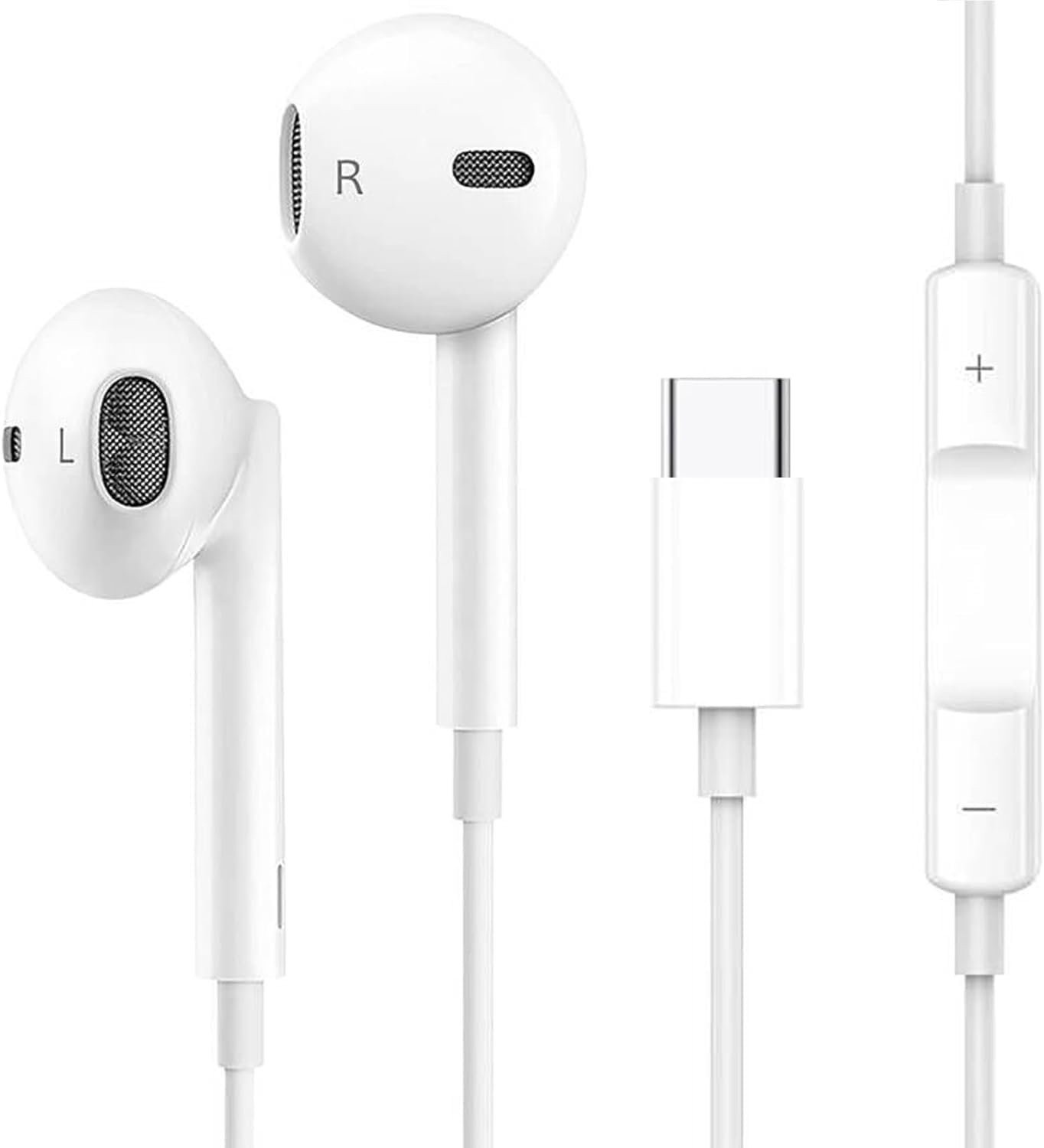 Наушники Вставные USB C для iPhone 16 Pro Max 15 Plus iPad Pro с Кабелем Type C, Микрофоном, Регулятором Громкости для Samsung S23 S22 S21 S20 A53 A54 A34 Google Pixel 8 7 6A 5 4, фото №1