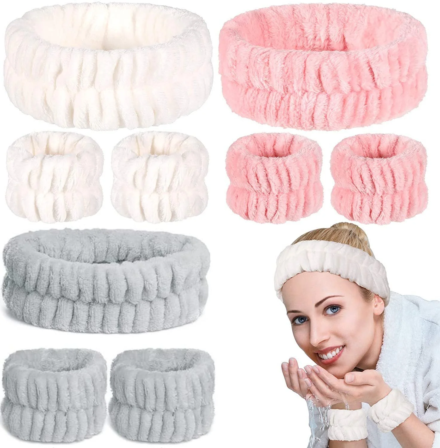 Набір: Пов'язки для обличчя, зап'ястків для спа--процедур, фото №4