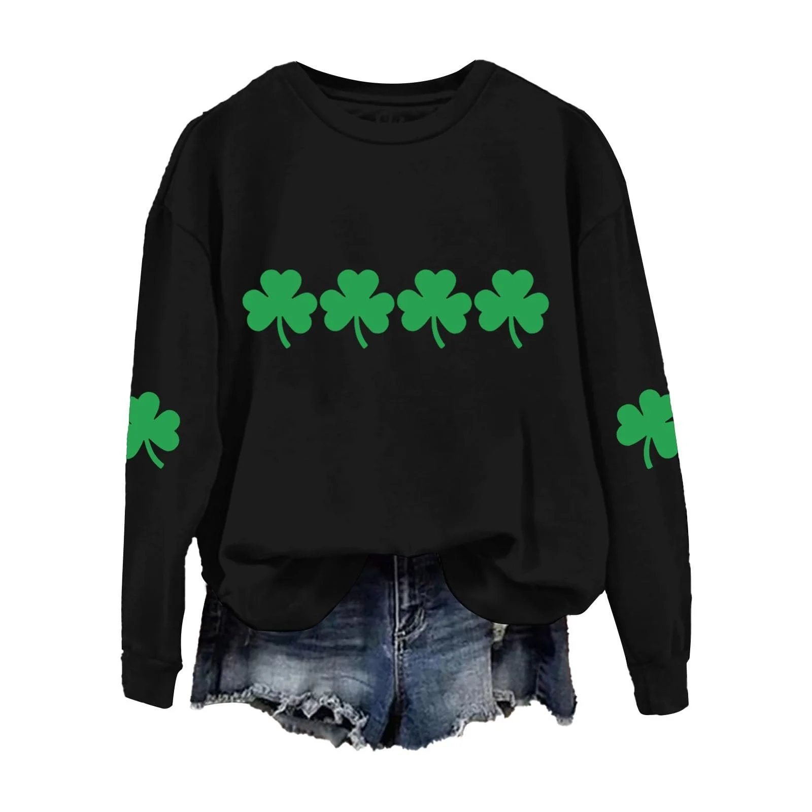 Свитшот HUIFUAO День Святого Патрика Женский Зеленый Клевер, фото №1 Свитшот HUIFUAO День Святого Патрика Женский Зеленый Клевер, фото №1